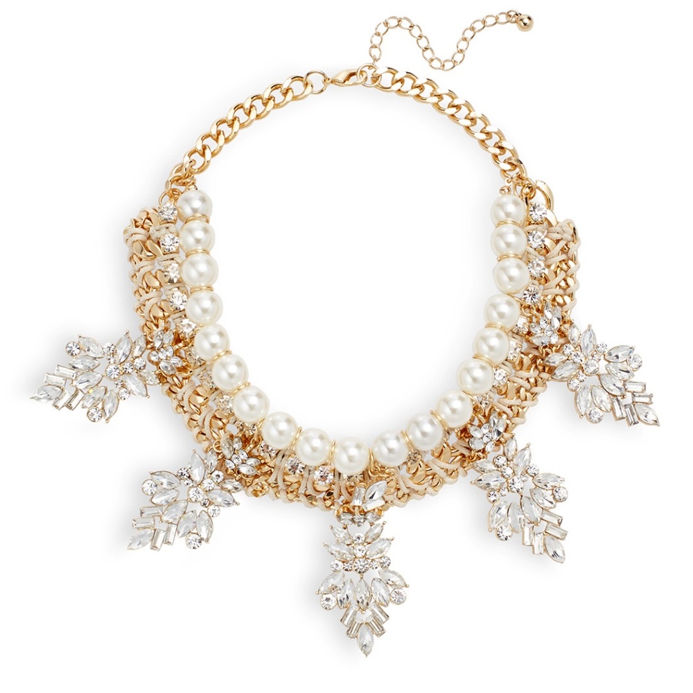 ELLA CARTER Statement Pearl & Crystal Necklace